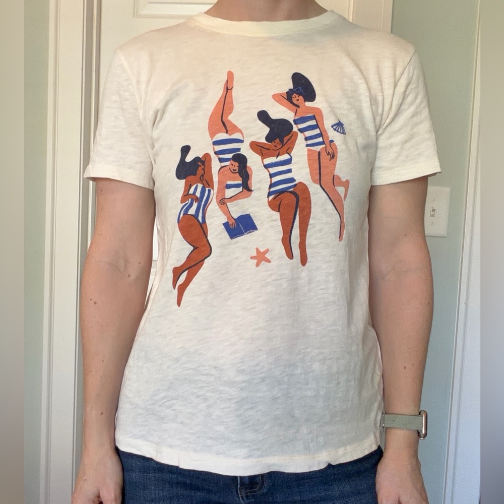 J. Crew Cream Ladies Swimming Tee